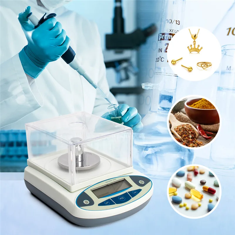 300g 0.001g Electronic Balance Digital Scale Laboratory Weight Scales High Precision Jewelry Gold Gram Analytical LCD Scales (8)