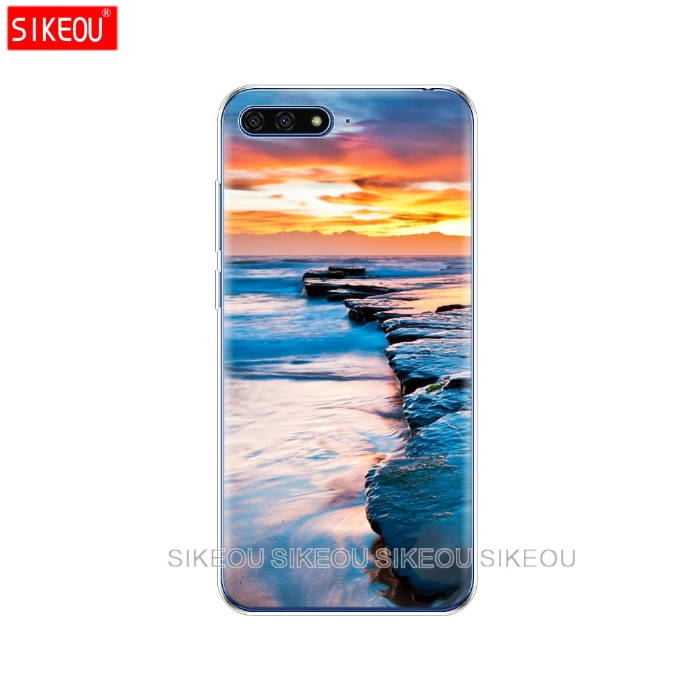 Силиконовый чехол для телефона Huawei Honor 7A PRO 7C Y5 Y6 Y7 Y9 2017 2018 Prime Neverland Ocean Sea Wave|Бамперы|