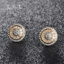 Jin& Ju Дизайн Ювелирные изделия имитация позолоты круглой формы кубический циркон серьги гвоздики для женщин E0741