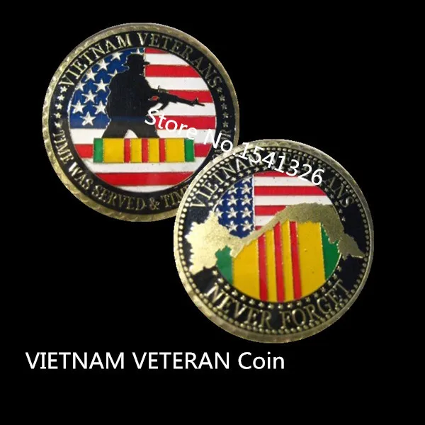 

1pcs/lot US. Military Vietnam Veterans 24K Gold Plated Challenge coin