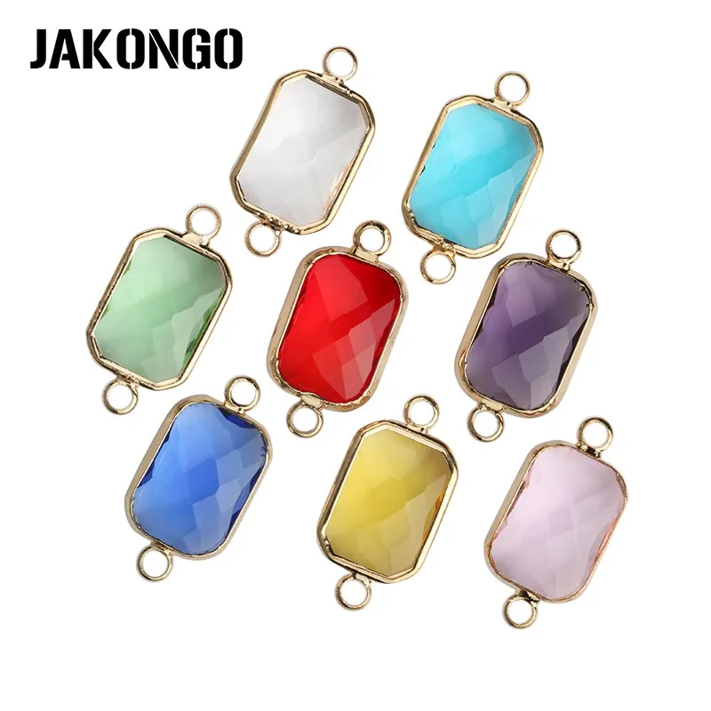 JAKONGO прямоугольные прозрачные стеклянные коннекторы золотого цвета для