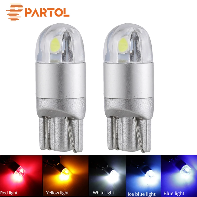 

Partol 2Pcs T10 W5W 194 Car LED Light Bulbs T10 Turn Signal Lights Backup Reverse Light Clearance Brake Lamp Car Styling 5 Color