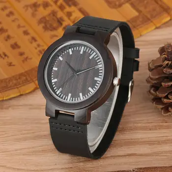 

Wooden Watch Women Bamboo Wood Wrist Watch Handmade Lightweight Watches Men Timepieces Leather Band Clock relojes hombre