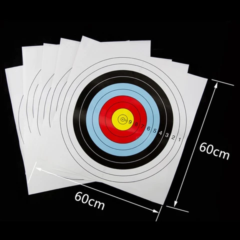 Tiro com Arco Folha de Papel Prática de Alvo Papel Alvo Tiro Bullseye Pracice Anel Completo Iniciante 10 Pçs 60*60cm