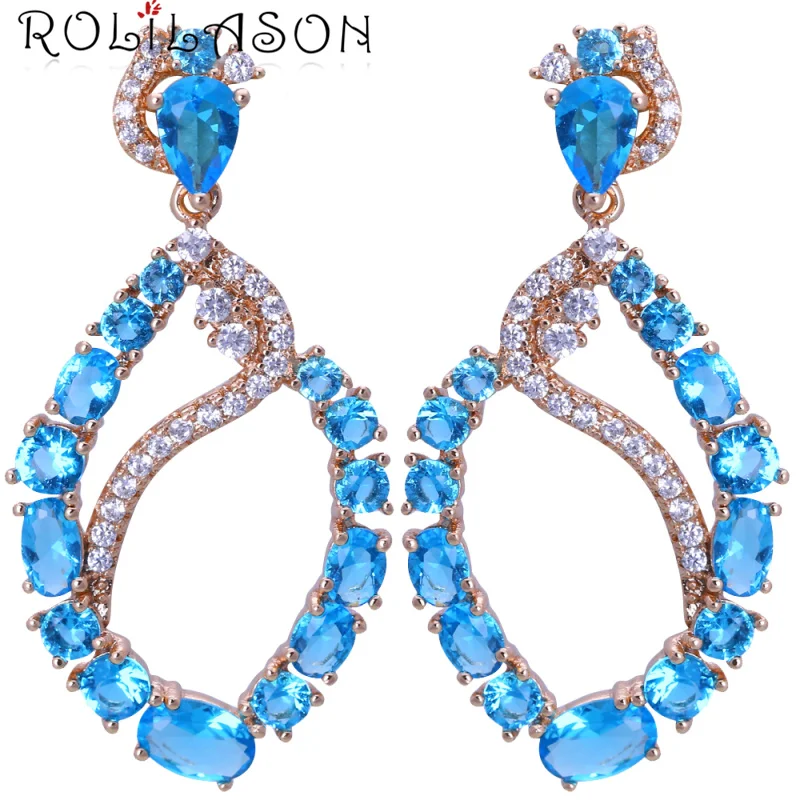 Серьги-кольца ROLILASON для женщин вечерние ювелирные украшения из желтого золота с
