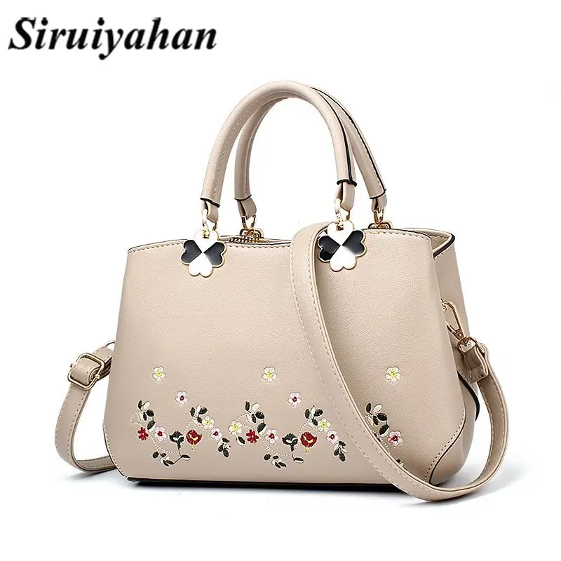 

Siruiyahan Fashion Messenger Bag Women's Bags for Women 2018 Solid Embroidery Zipper Ladies Hand Bags