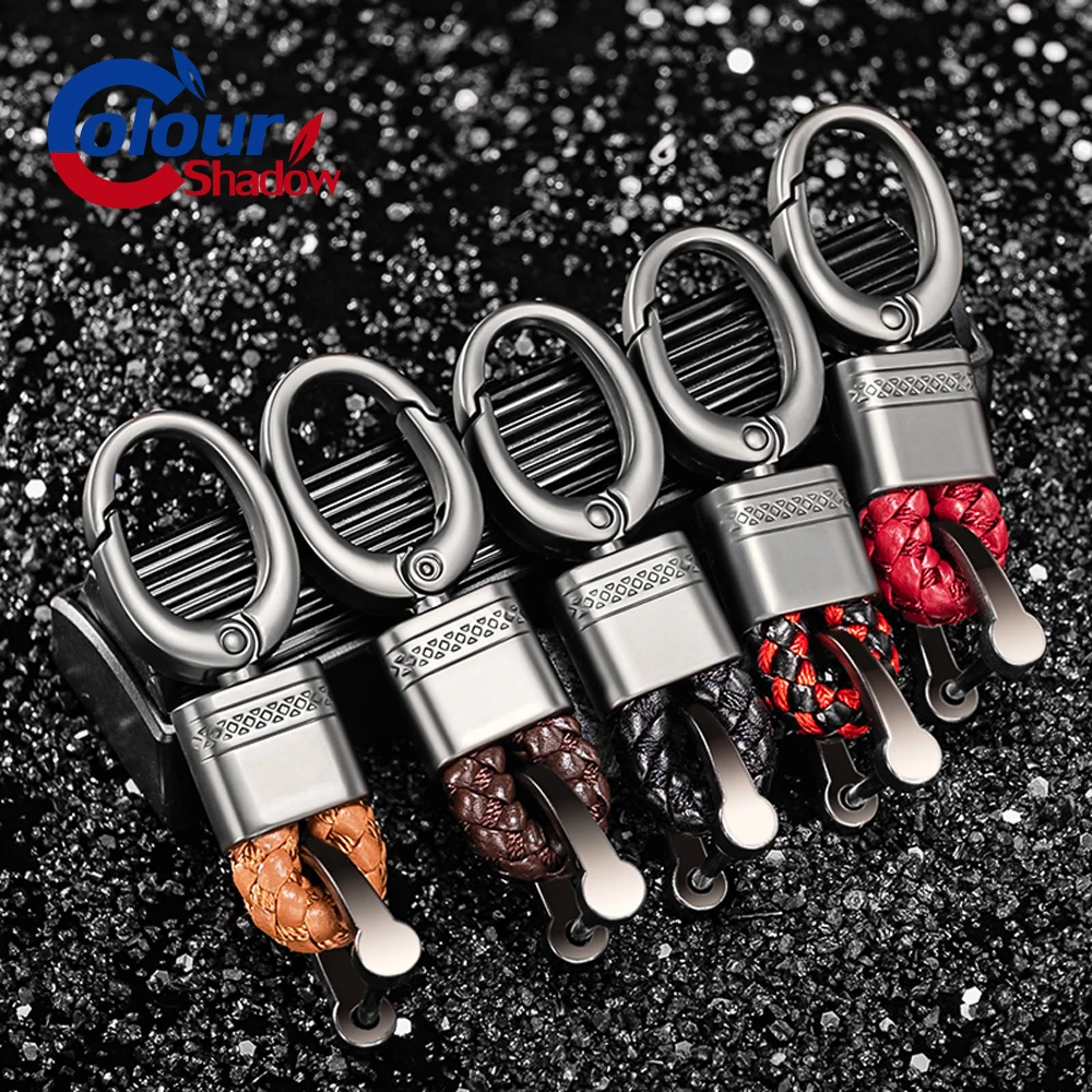 

Car-Styling Car Key Holder Key Rings Key Chain Hand Woven Horseshoe Buckle Keychain Car Keyring Gift Creative Auto Accessories
