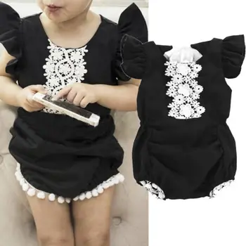 

Fashion Newborn Baby Girls Lace Ruffled Sleeveless Tassel Romper Jumpsuit Outfits Clothes Set
