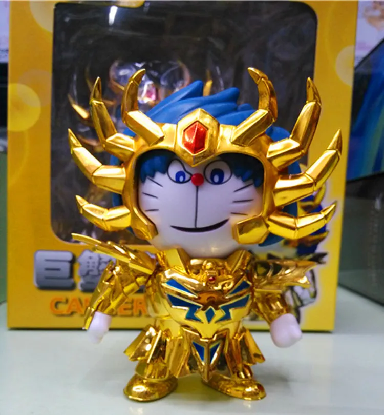 

HKXZM Anime Figure 10CM Cartoon Dora Cat Doraemon Cos Saint Seiya Cancer PVC Figure Model Toy Collectible Gift