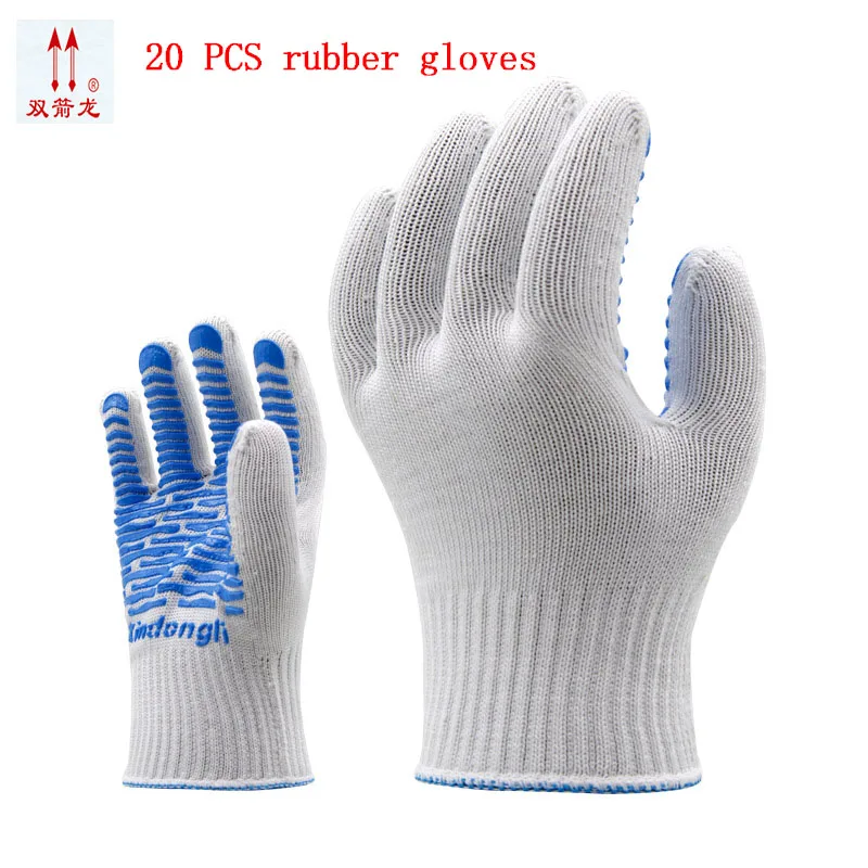 

The new 2017 coated nylon yarn glove PVCguantes trabajo blue slip wear-resisting mechanic gloves10 double/package