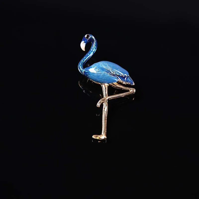 Дизайн сплав красные, синие эмаль Фламинго Птица Броши Для женщин Для мужчин металлические животных Брошь Шпильки Банкетный Broche подарок шарф пряжки