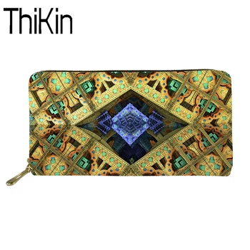 

THIKIN Women Wallet Men Purse Coin Purses&Holders Vintage Geometric Print Female Purses&Wallets Travel Slim Wallet Money Bag New
