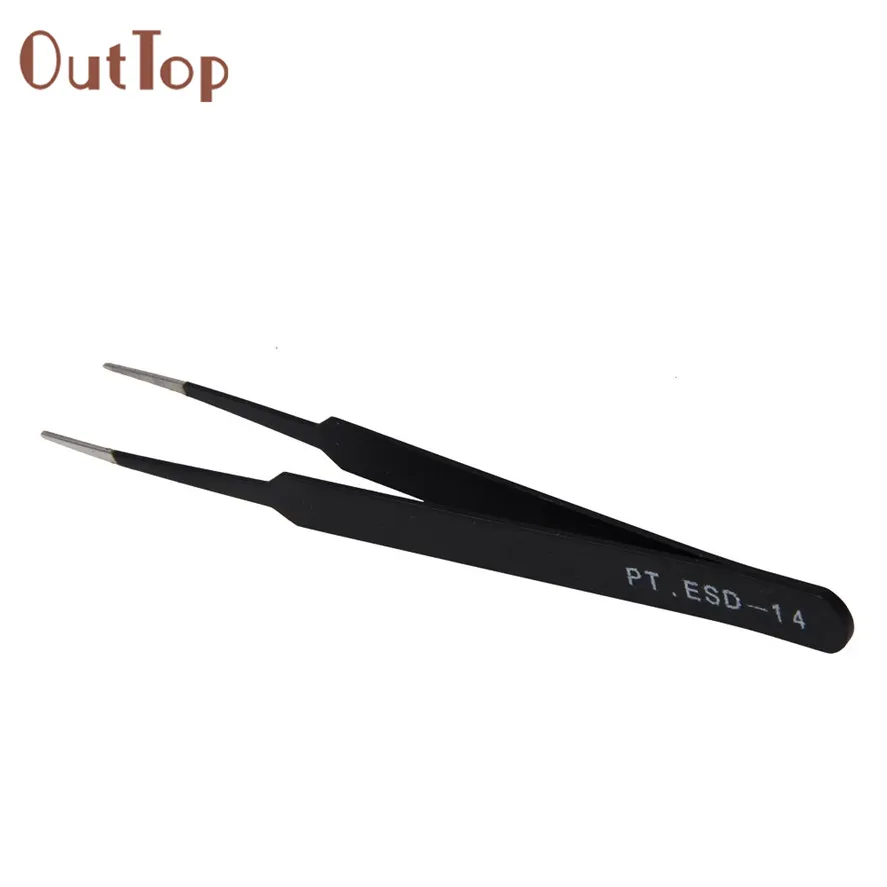 OutTop 1pc Practical Precision Tweezer Antistatic Tweezers Stainless