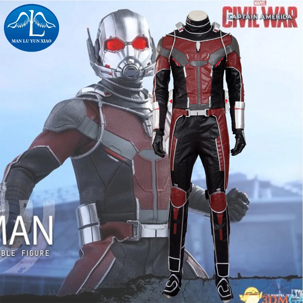 

MANLUYUNXIAO High Quality Captain America Civil War Ant Man Costume Halloween Costumes For Men Superhero Ant-man Cosplay Costume