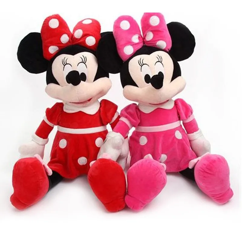 2 шт./лот 40 см Kawaii Микки Мышь и Минни Мышь Плюшевые мультфильм рисунок игрушки мягкие куклы Рождественский подарок на день рождения для детская - Цвет: pink red minnie
