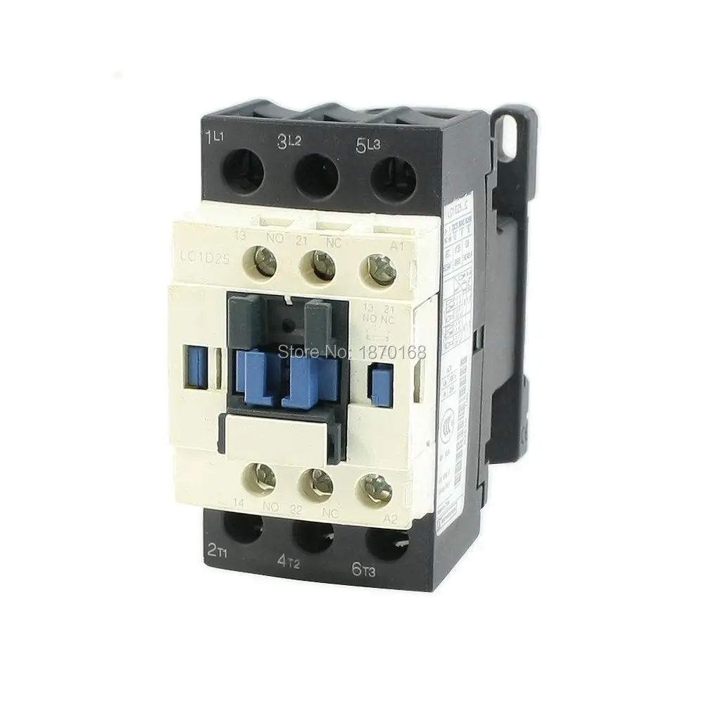 

LC1D25 AC 24V AC36V AC48V AC110V AC220V AC380V 110V 50 / 60 Hz coil 3 poles NO NC din rail size AC contactor U= 380V 25A
