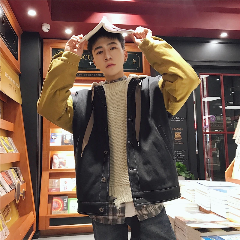 

2018 Winter New Pattern Man Trend Fashion The Wind In Hong Kong Leisure Time Cotton-padded Clothes Loose Coat