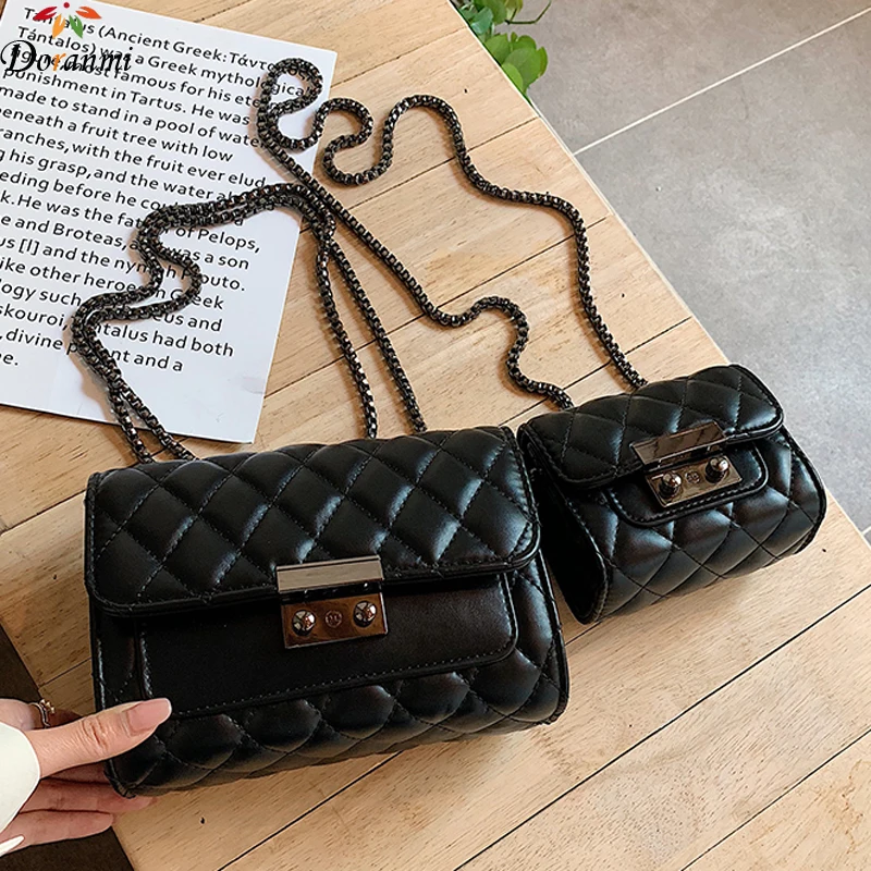 

DORANMI Classic Leather Shoulder Bags For Women 2019 Mini Flap Bag Diamond Lattice Crossbody Messenger Female Bolso Mujer DJB678