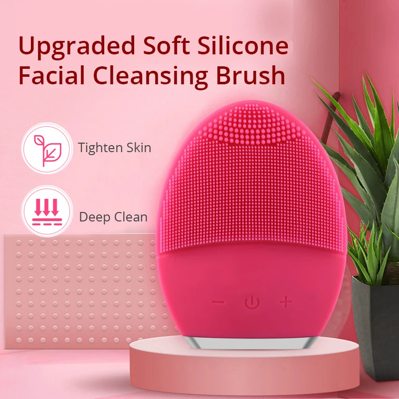Sonic Electric Facial Cleansing Brush Waterproof Massager Rechargeable Anti Aging Face Skin Beauty Tool