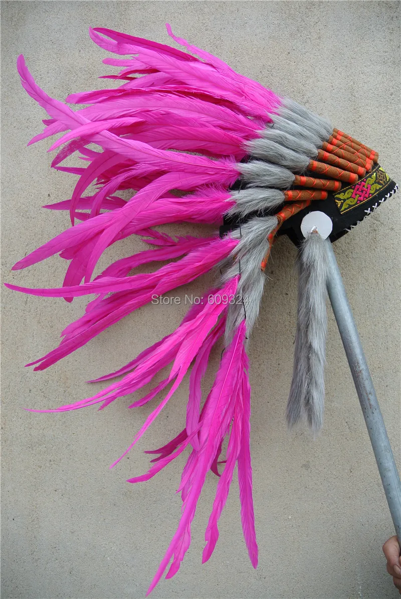 

Hot Pink Indian Feather headdress handmade feather costumes indain feather headdress indian war bonnet american costumes
