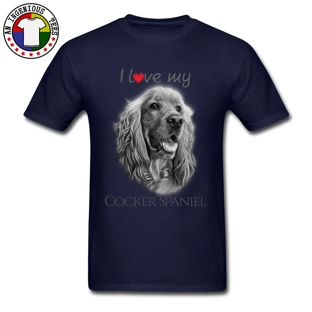 Hot Sale Men T-shirts I Love My Cocker Spaniel Cute Dog Graphic Tshirt Mens Tops Tees 100% Cotton Fabric Crew Neck Tracksuit