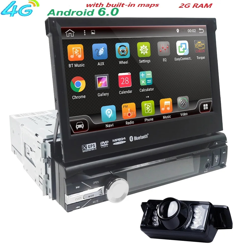 7 Universal 1din Android 6 0 Quad Core Car DVD player GPS Navigation Wifi BT autoRadio