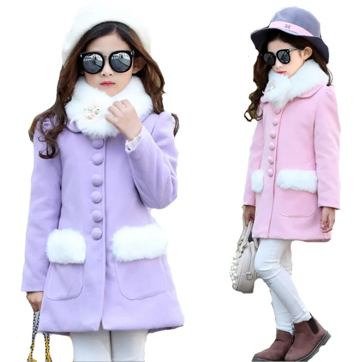 Girls Coat Spring Winter Coat Long Sleeve Section of The New Cotton
