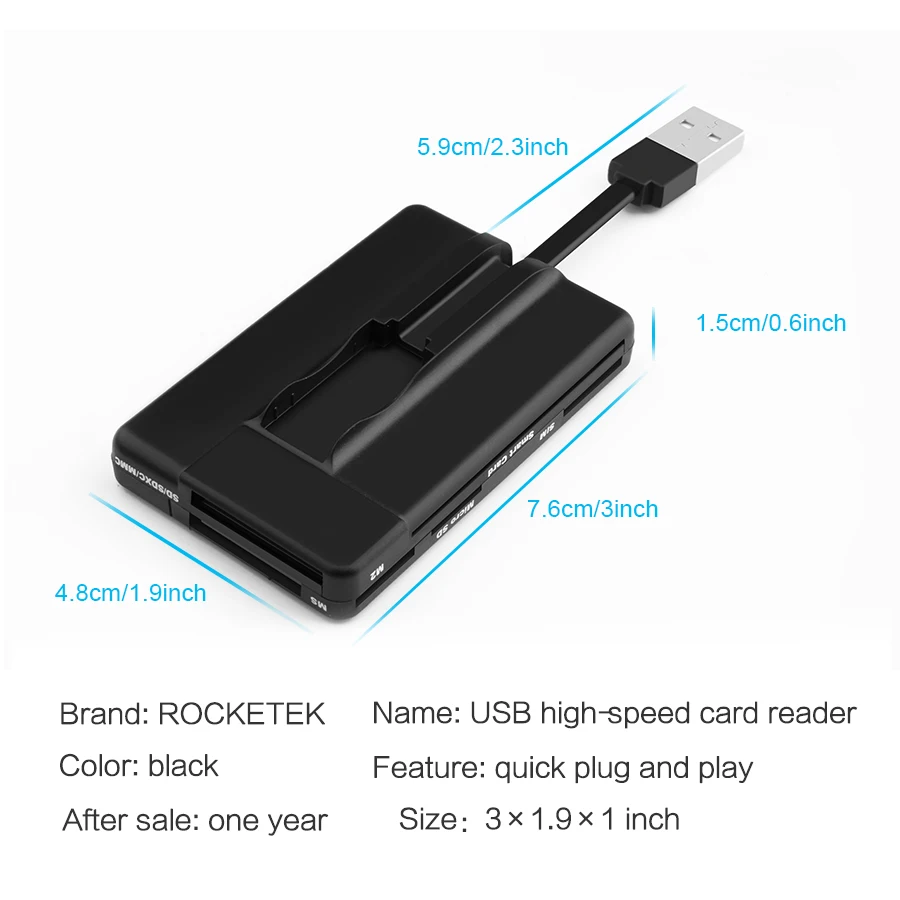 Rocketek USB 2 0 multi смарт карт SD/TF MS M2 памяти micro SD ID банковские карты sim cloner разъем