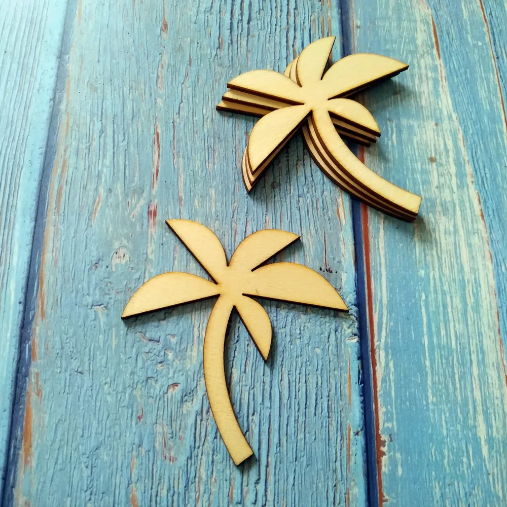 10pcs Wooden Palm Tree Shape Art Projects Craft Decoration Gift