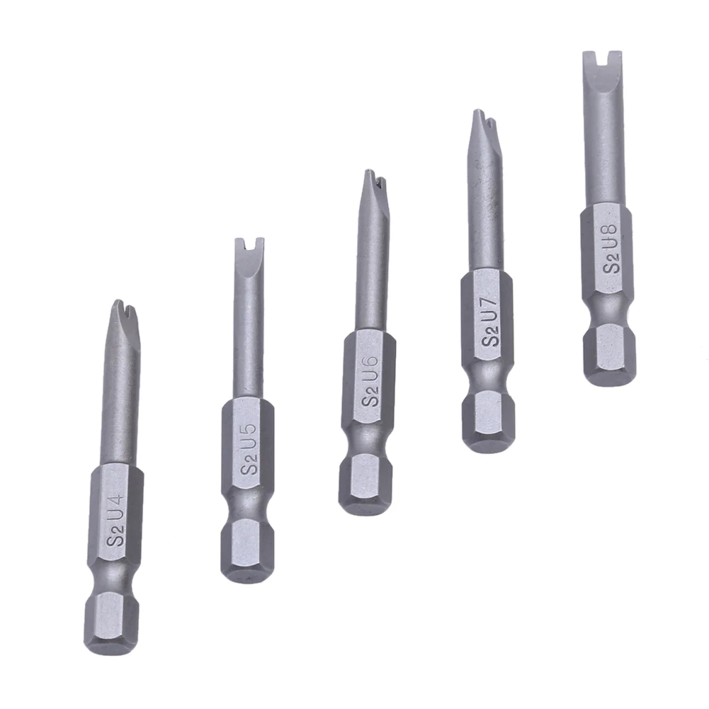 5 pcs 1//4 pouces S2 Hex Magnetic U en forme de embouts de Tournevis Outils 50 mm longueur U4-U8