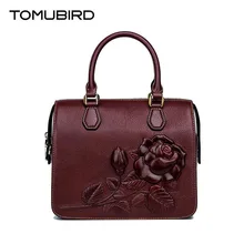 Tomubird 2017new superior de cuero de vaca famosa marca bolso de las mujeres en relieve rose flores moda bolsos de cuero genuino