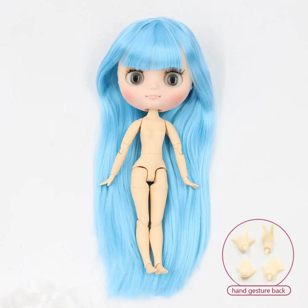 Middie blyth nude doll 20cm joint body Frosted or glossy face with makeup soft hair DIY toys gift with gestures 6