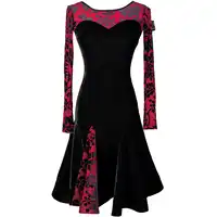 Lange mouw latin dans jurk vrouwen latin salsa jurk samba kostuum fringe jurk vrouwen latin jurk dansen kleding