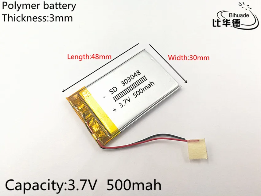 10 шт. 3,7 в, 500 мАч, 303048 PLIB; полимерная литий-ионная/литий-ионный аккумулятор для gps, mp3, mp4, mp5, dvd