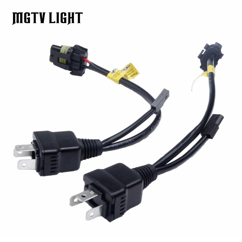 

MGTV LIGHT 2Pcs Bi-Xenon Control Line Relay Harness Controller Wires Retrofit Connector Mini Projector Lens Line H4 Hi/Low Line