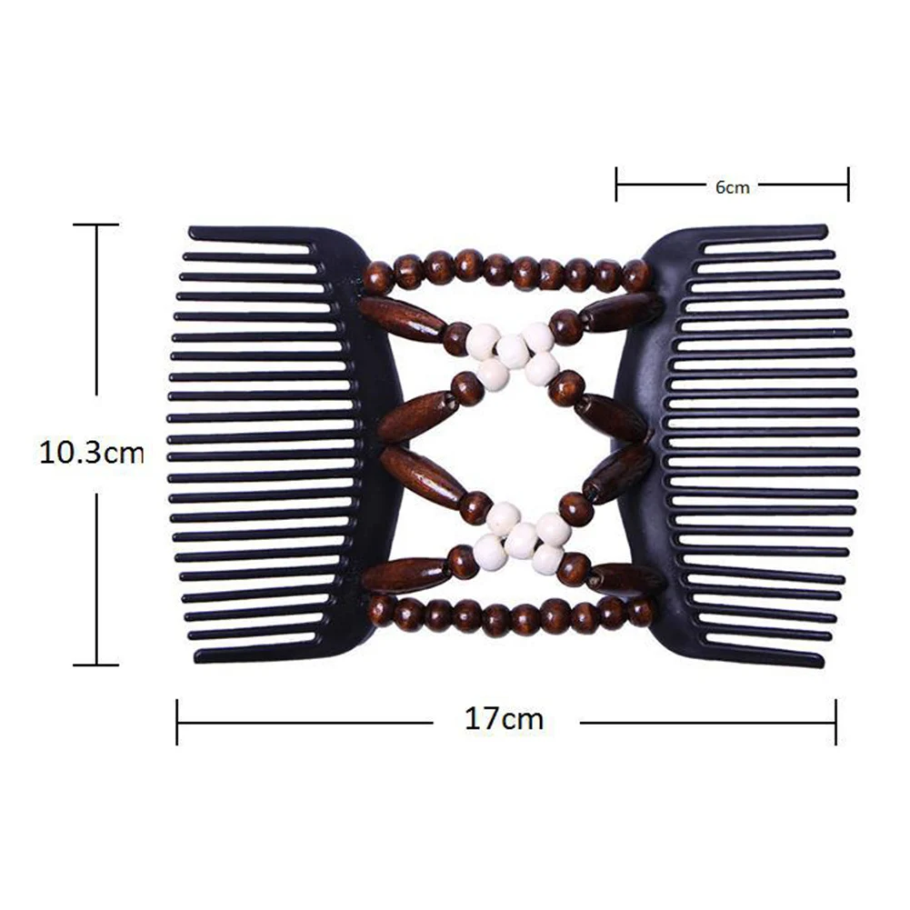 Деревянная волшебная расческа для волос, заколка с бусинами, двойная расческа для волос, упругая Шпилька, эластичные женские Инструменты для укладки волос, аксессуары