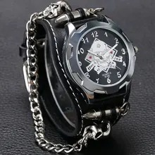 Nouvelle Arrivée Fraîche Punk Bracelet À Quartz Montre-Bracelet Crâne Bullet Chaîne Gothique Style Analogique Bracelet En Cuir Hommes Femmes Cadeau De Noël