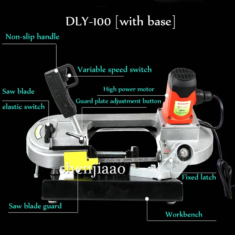 100 в 220 В 680 Вт ленточная пила по металлу, ленточная пила по дереву/мини-пила, пила/DLY-100 электроинструменты, режущий станок