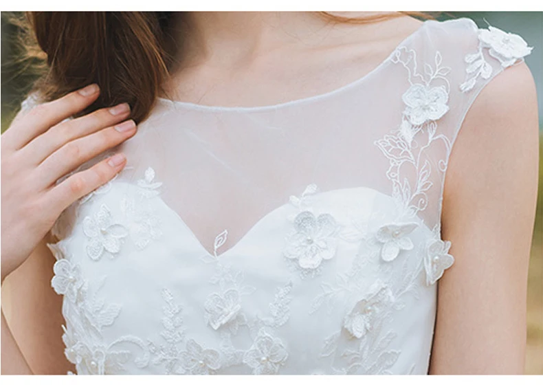 Пляж белый свадебное платье без рукавов Vestido De Noiva Тюль Цветы халат де mariée