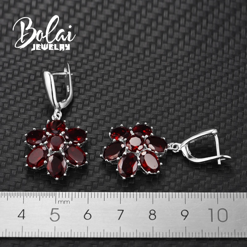 Bolaijewelry, гранат, ювелирный набор, натуральный gemstonet, 925 пробы, серебряный, цветочный дизайн, хорошее ювелирное изделие для женщин, подарки на годовщину