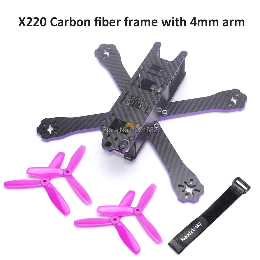 

DIY X220 220mm Carbon Fiber with 4mm Arm X Type Frame Kit For Wizard RC Models Multicopter Motor ESC