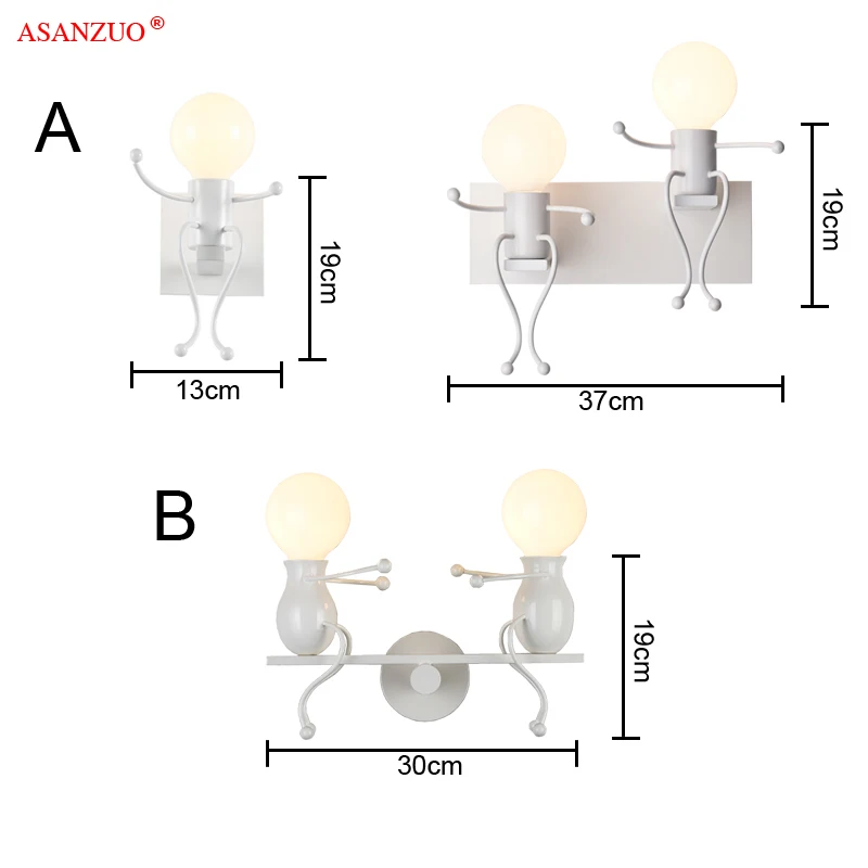 Американский кантри креативный Железный светодиодный настенный светильник, ретро прикроватный светильник для спальни, настенный светильник с мультяшным роботом для детской комнаты