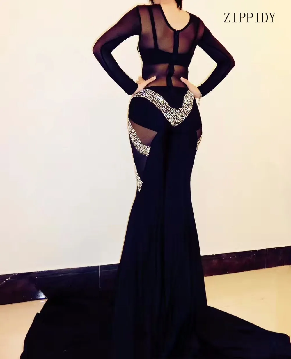 Блестящий Комбинезон украшенный кристаллами большие леггинсы костюм черный пюре перспективный наряд боди Ночной клуб комбинезоны для женщин певица сценическая одежда