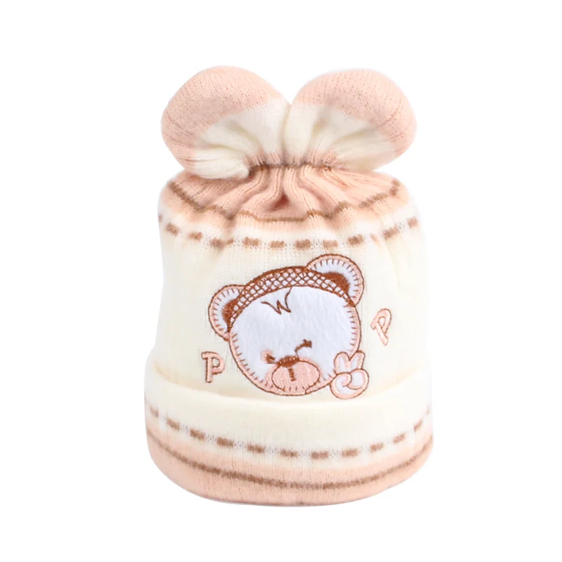 Cute Bear Hats For Newborn Baby Crochet Warm Winter Hat Cotton Soft Knitted Newborn Photography Props 0-3M Baby Girls Clothing  (12)