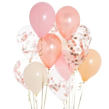 

12''12pcs Pink / Rose Gold Confetti Balloons Hen Party Decorations Wedding Decor Ballon Sweet Girlie Party Birthday Baloon Set