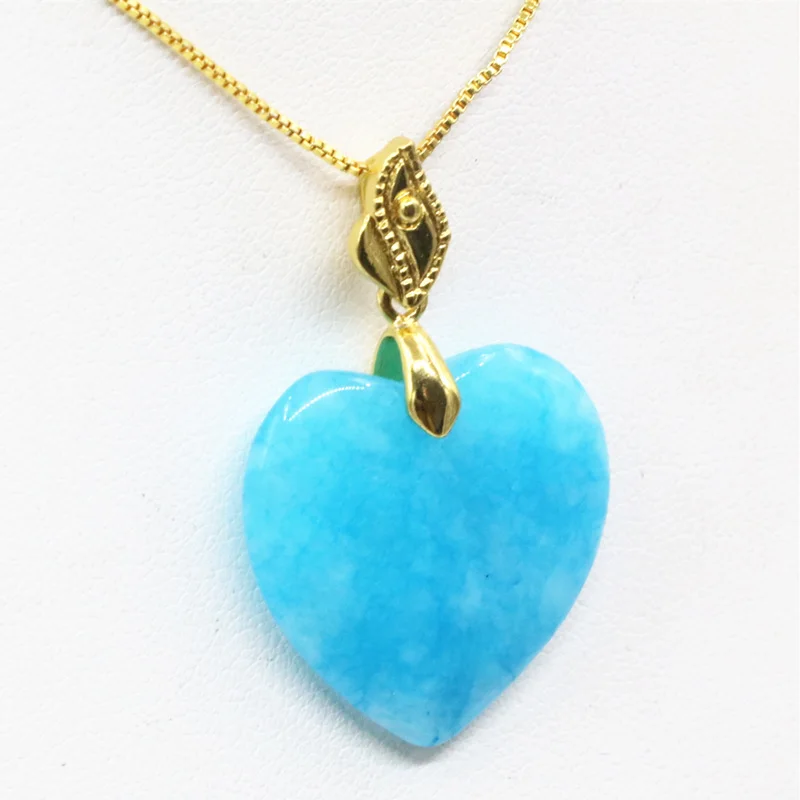 Женское колье из халцедона с подвеской 25 мм|pendant stainless|heart shape pendantnatural stone heart pendant |