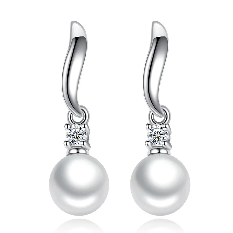 100 925 sterling silver fashion imitation pearl crystal ladies`stud