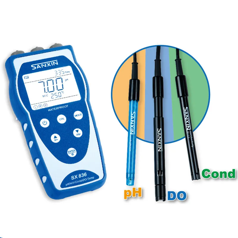 

Portable Handheld pH two-parameter meter with pH electrode and dissolved oxygen electrode automatic identification instrument