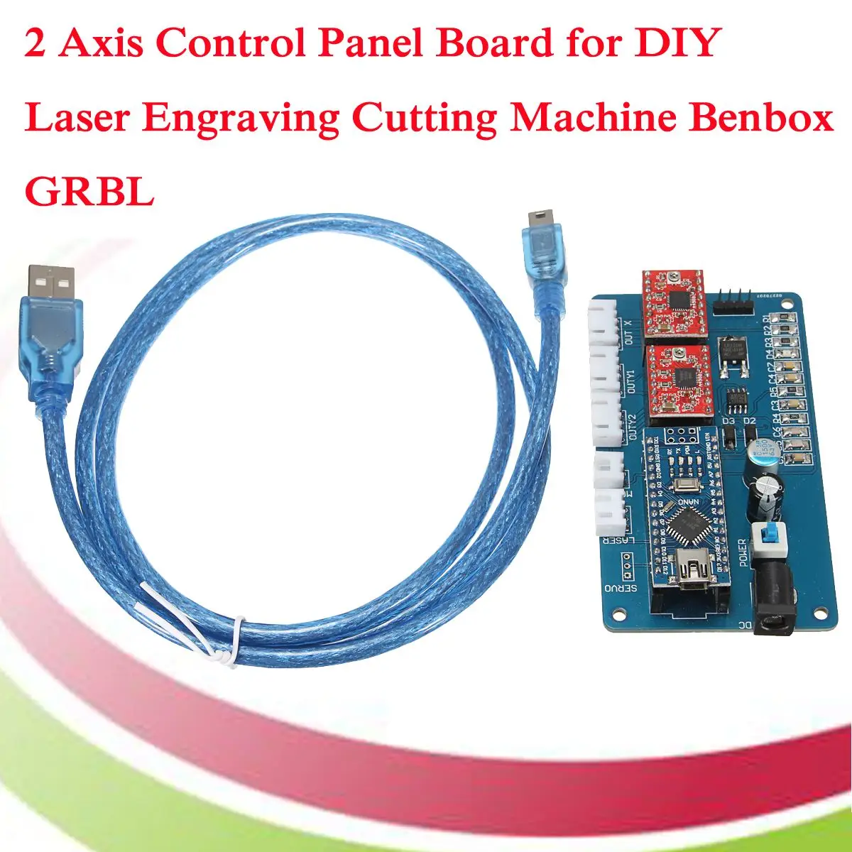 

USB 2 Axis Stepper Motor Driver Board Control Panel Board 12V for CNC DIY Desktop Laser Engraving Cutting Machine GRBL + Cable