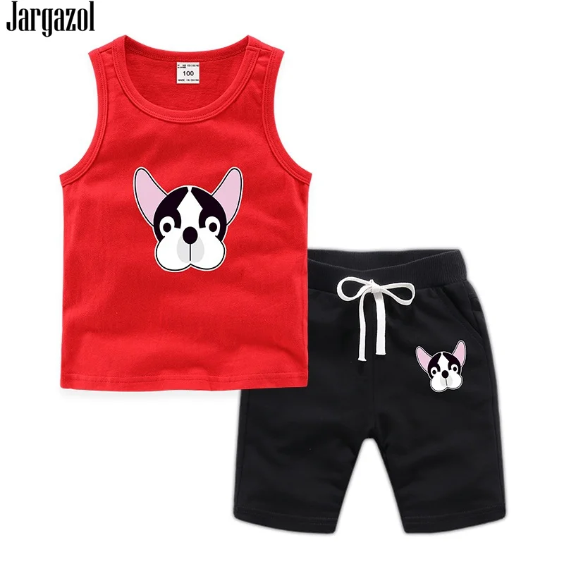 

Teenage Girls Clothing Set Boys Clothes Cartoon Dog Printed Sleeveless Vest&shorts Tracksuits 2019 Kids Vetement Enfant Fille